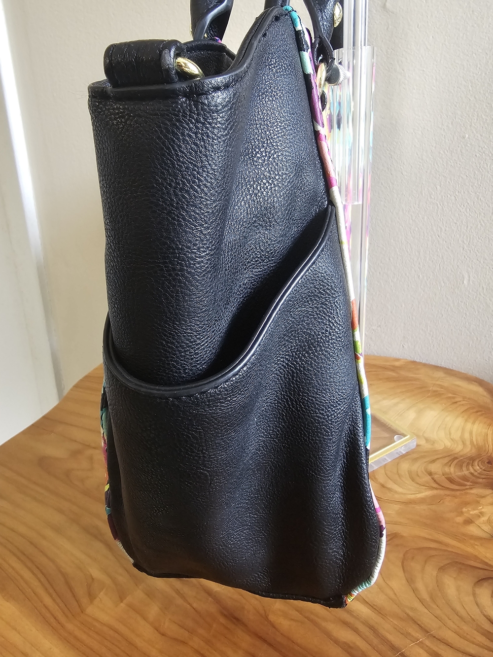 Betsey Johnson Black Trim Floral Shoulder Bag - Picture 6 of 12